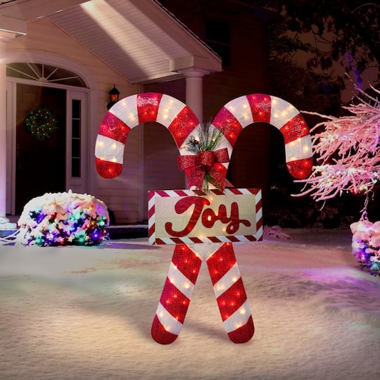 6 Pack: 52" Pre-Lit Mesh Candy Cane Pair